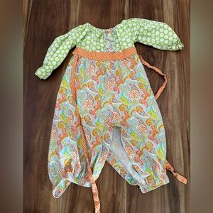 Button romper with tie